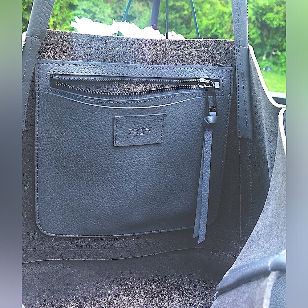 Botkier New York Soho Tote, Magnetic Clasp , Zipper Detail,Gray Leather - Picture 9 of 14